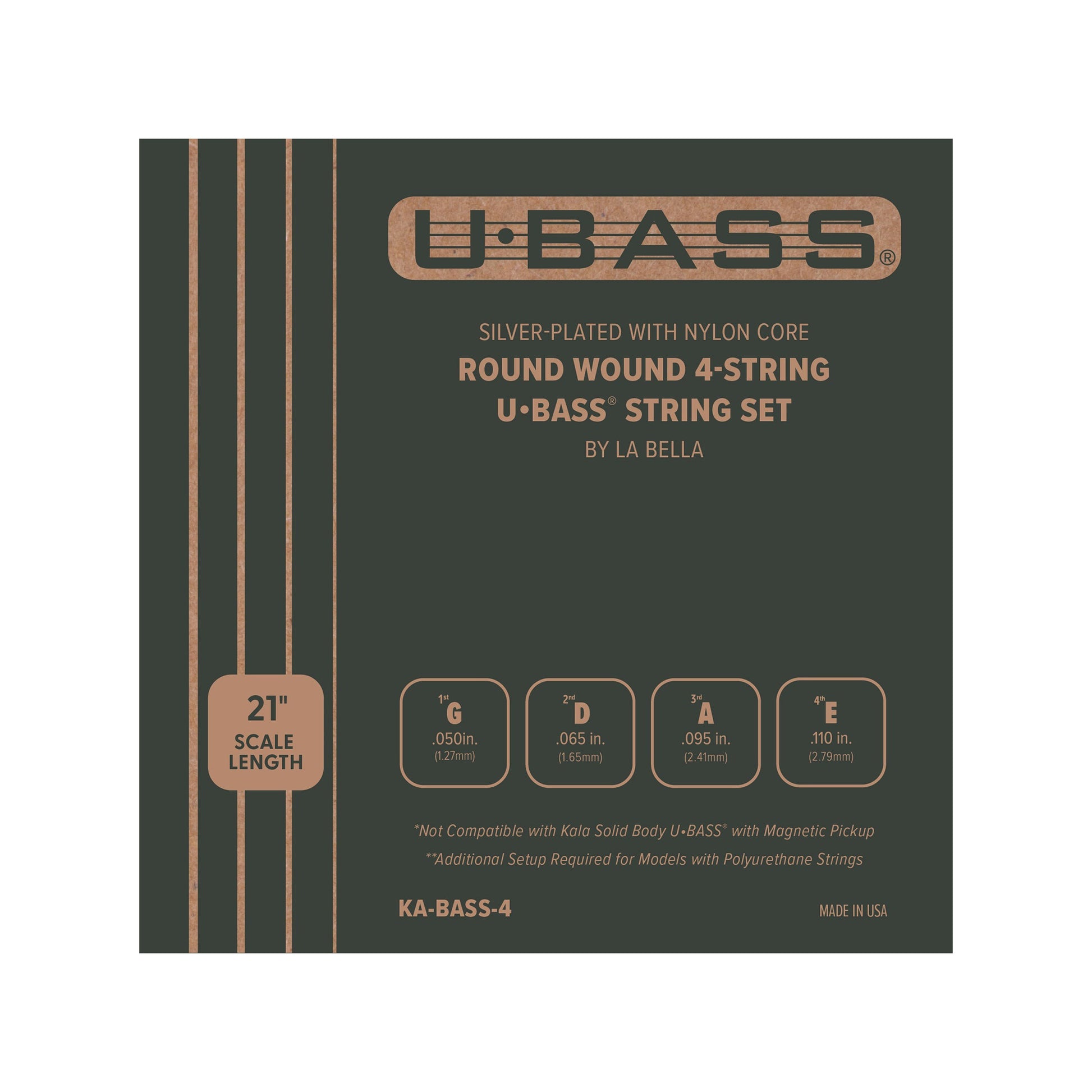 Kala Metal Round Wound Strings for UBass Accessories / Strings / Bass Strings