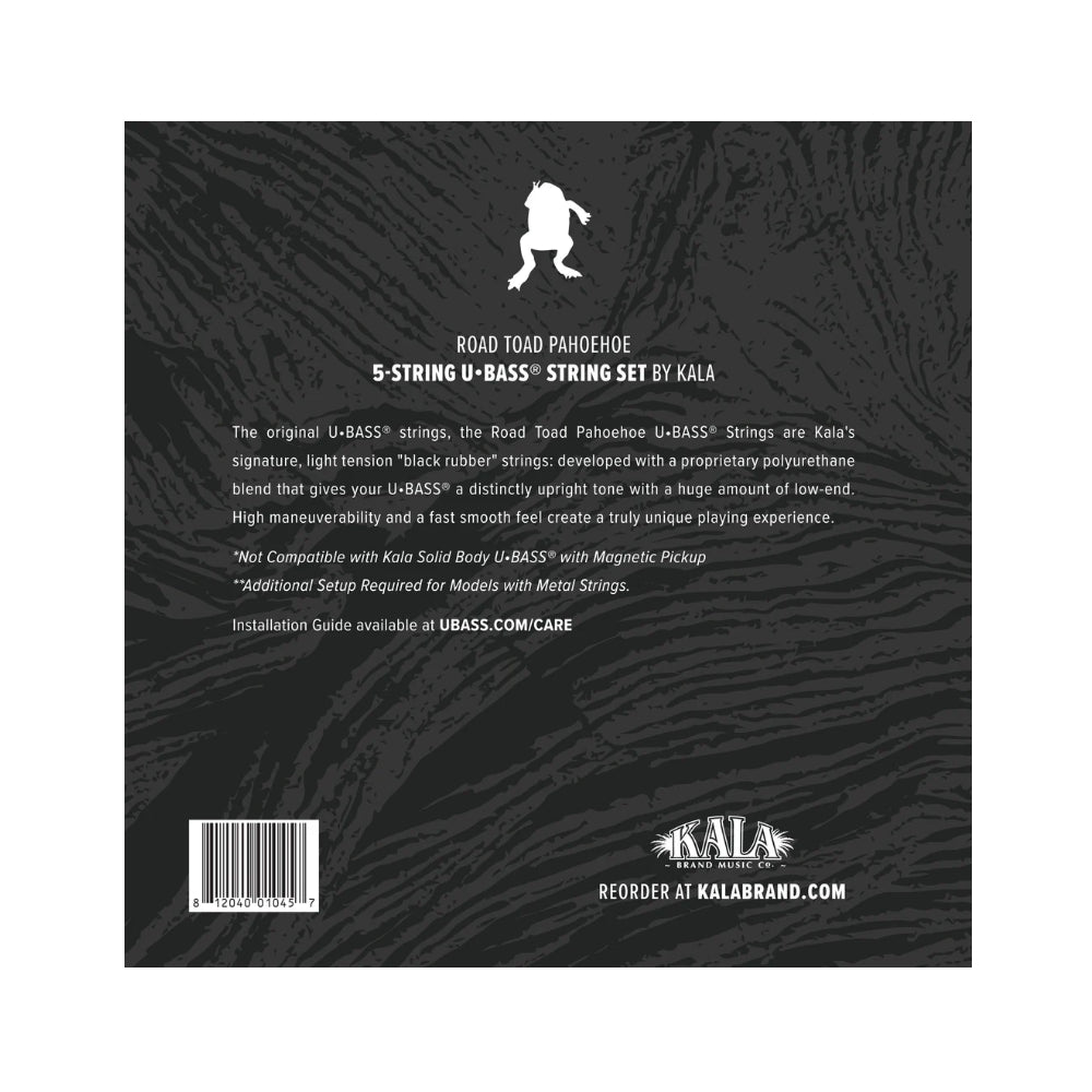 Kala Road Toad Pahoehoe U-BASS Strings 5-String Set Black Accessories / Strings / Ukulele Strings