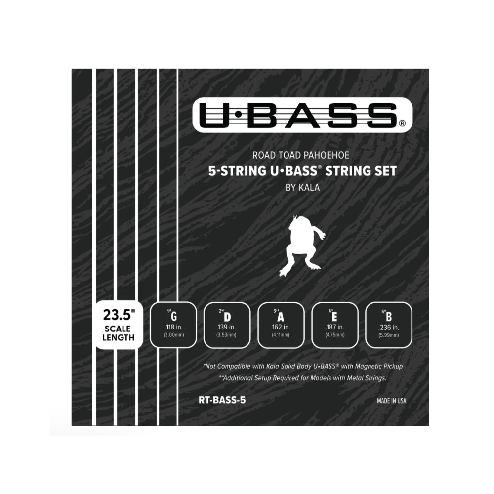 Kala Road Toad Pahoehoe U-BASS Strings 5-String Set Black Accessories / Strings / Ukulele Strings