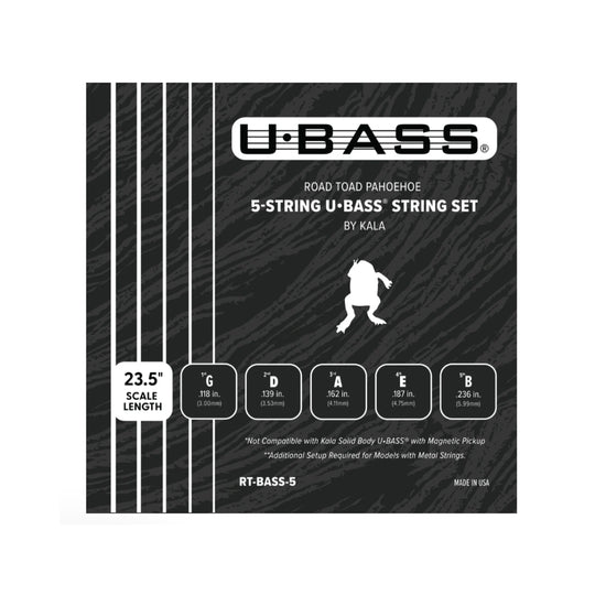 Kala Road Toad Pahoehoe U-BASS Strings 5-String Set Black Accessories / Strings / Ukulele Strings