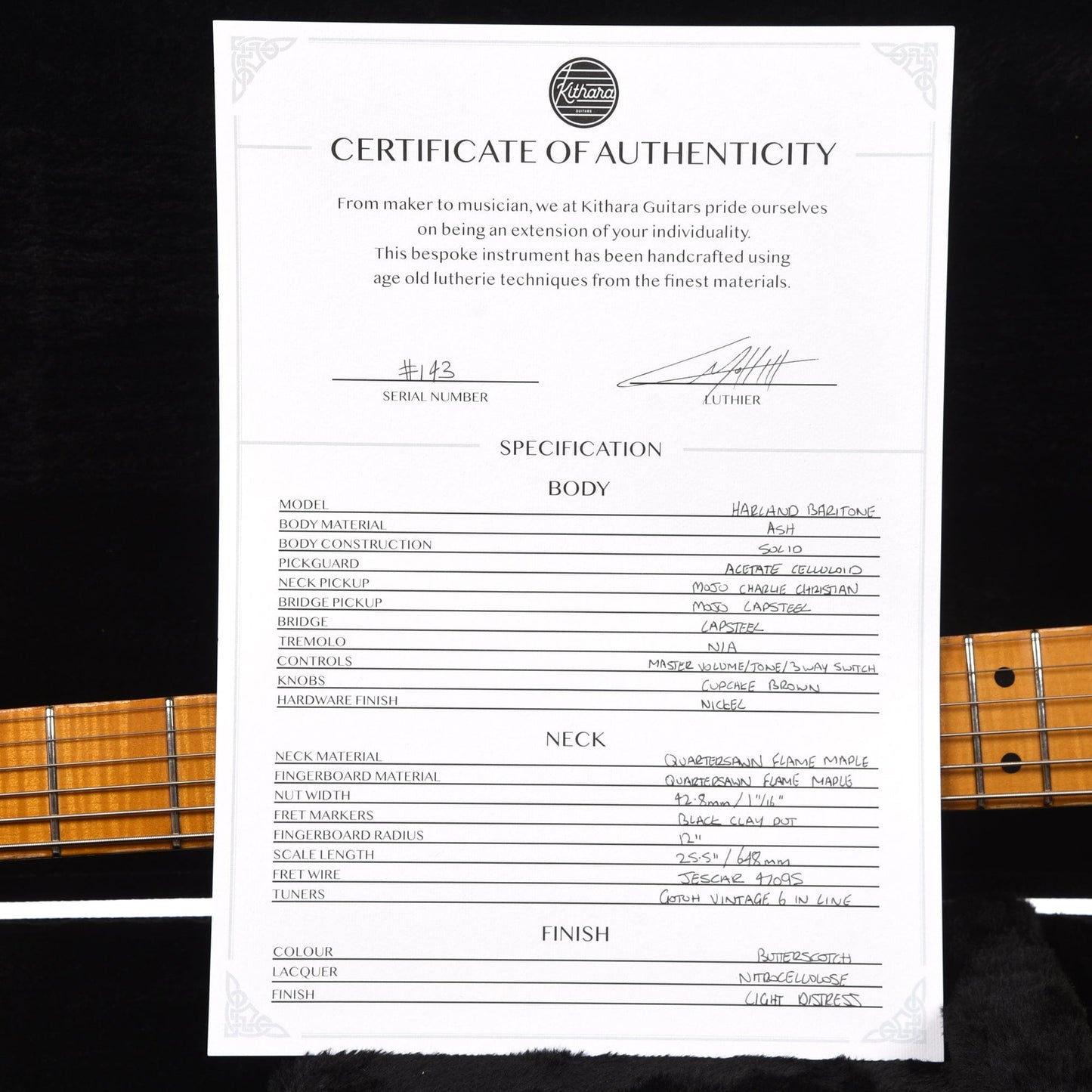 Kithara Harland Baritone Light Relic Butterscotch (Serial #143) Electric Guitars / Solid Body