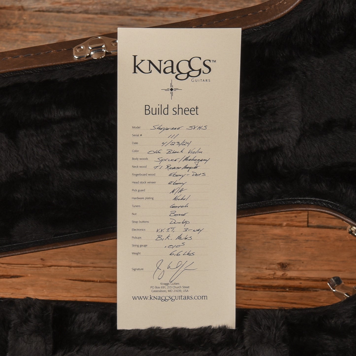 Knaggs Sheyenne SVHS Old Black Violin 2024 Electric Guitars / Solid Body
