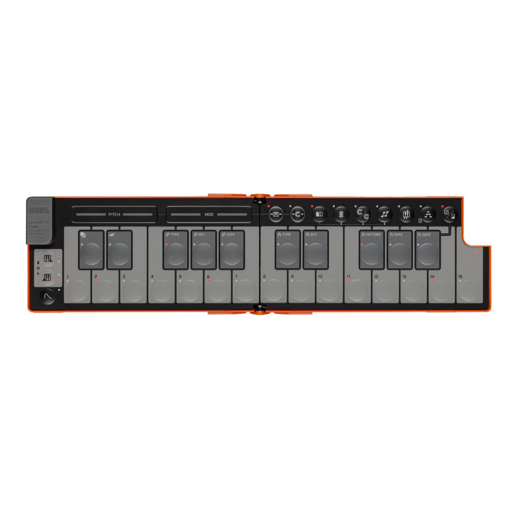 Korg Nanokey Fold Foldable MIDI Keyboard Lava Orange Keyboards and Synths / MIDI Controllers / Keyboard MIDI Controllers