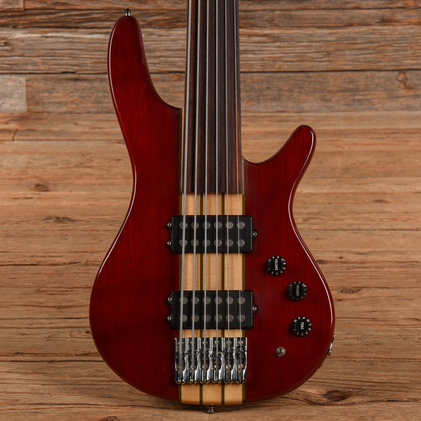 Ktone 6-String Fretless Bass Transparent Red Bass Guitars / 5-String or More