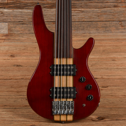Ktone 6-String Fretless Bass Transparent Red Bass Guitars / 5-String or More