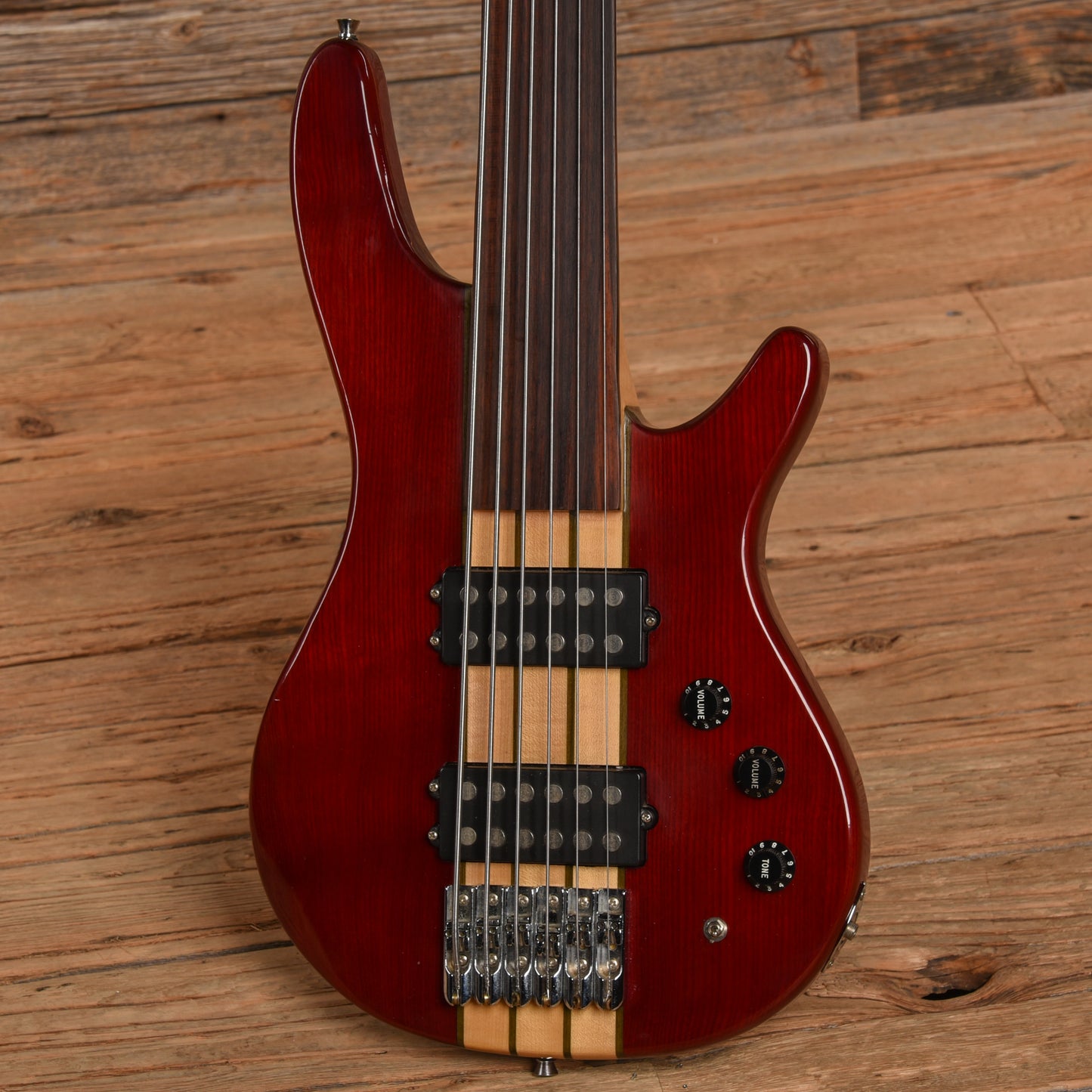 Ktone 6-String Fretless Bass Transparent Red Bass Guitars / 5-String or More