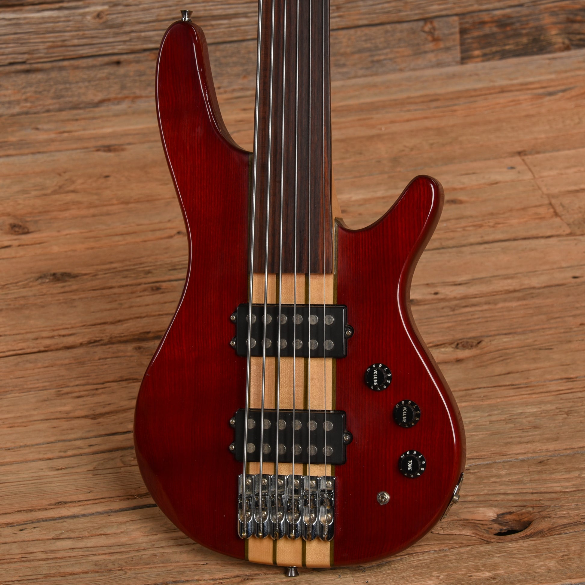Ktone 6-String Fretless Bass Transparent Red Bass Guitars / 5-String or More