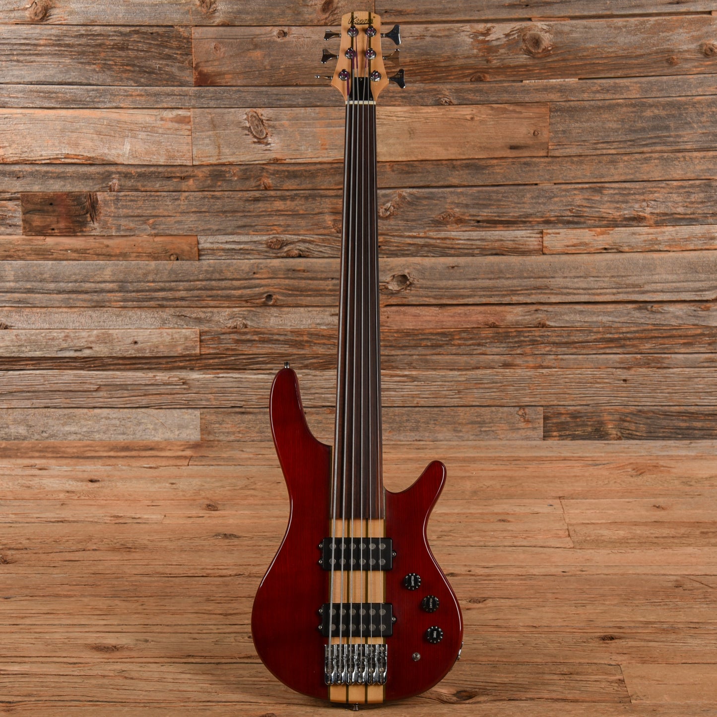 Ktone 6-String Fretless Bass Transparent Red Bass Guitars / 5-String or More
