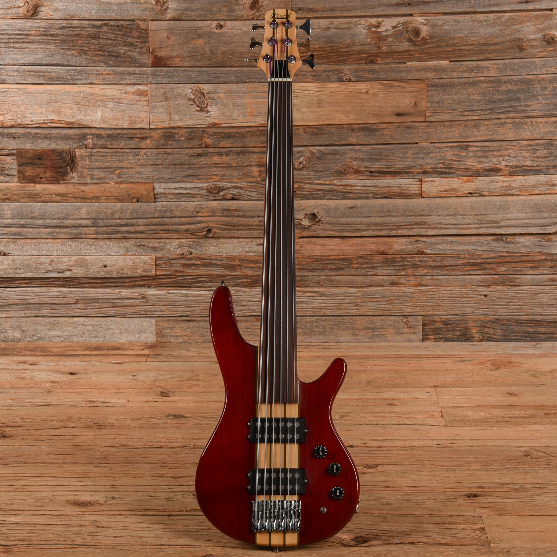 Ktone 6-String Fretless Bass Transparent Red Bass Guitars / 5-String or More