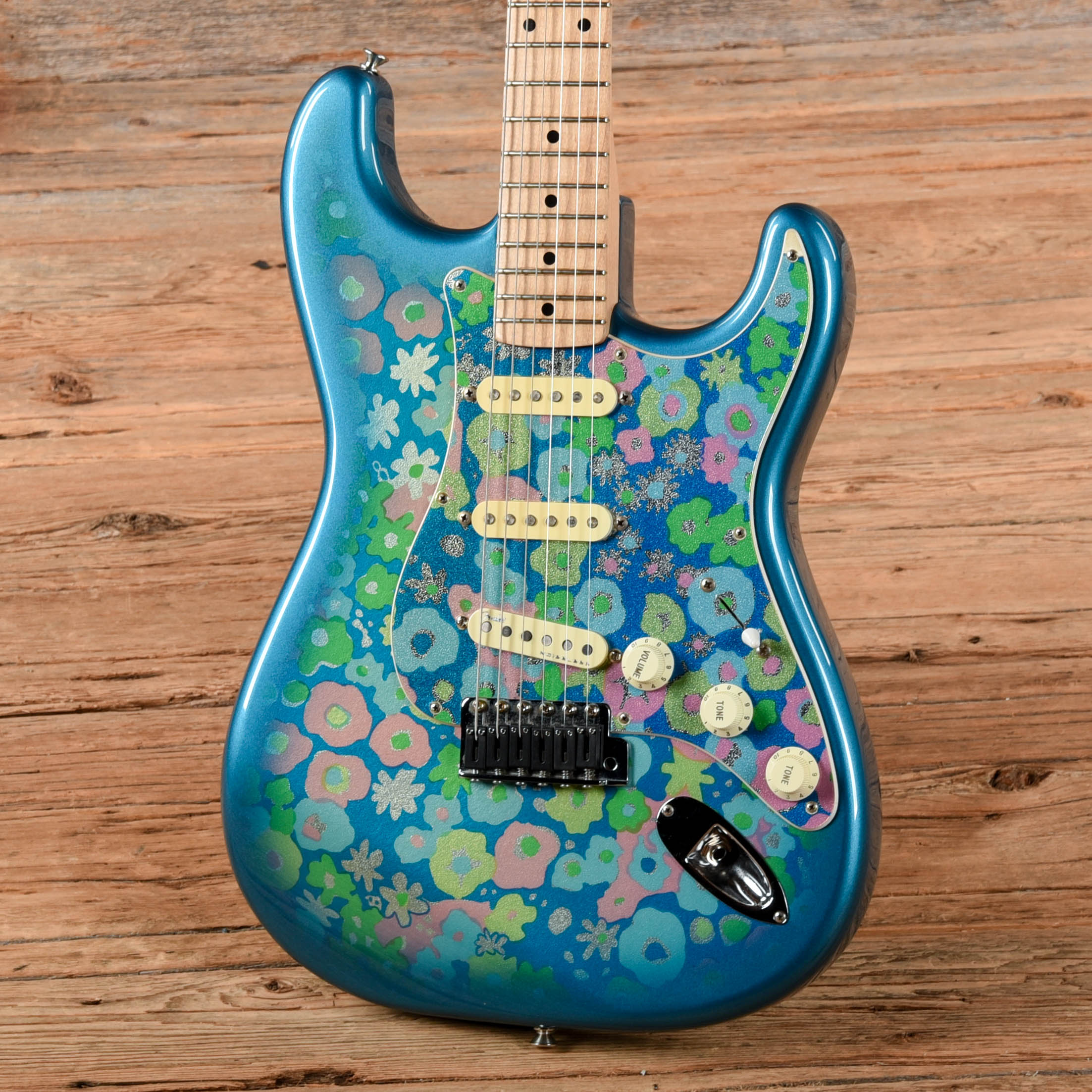 Fender '50s Stratocaster Reissue Neck with Unknown Body Blue Flower 1996