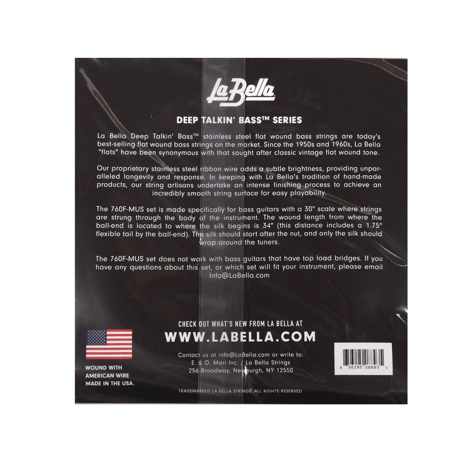 La Bella 760F-MUS Deep Talkin Bass Stainless Steel Flat Wound 30 Inch Scale 43-104 Accessories / Strings / Bass Strings