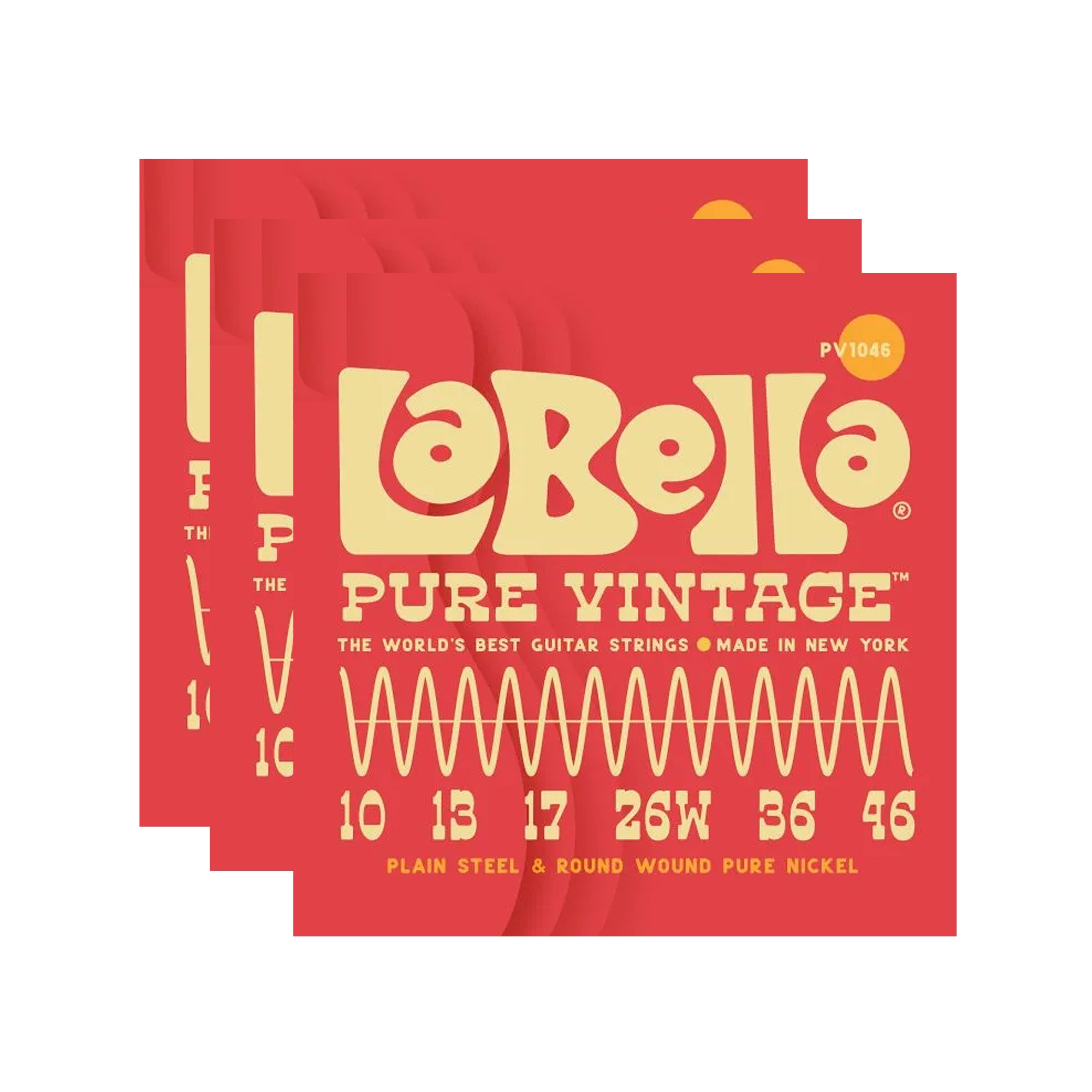 La Bella PV1046 Pure Vintage Electric Guitar Strings Regular 10-46 3 Pack Bundle Accessories / Strings / Guitar Strings