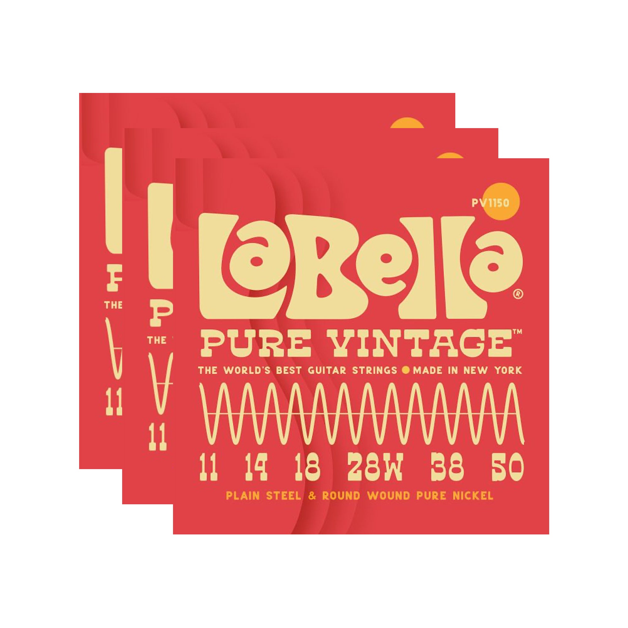 La Bella PV1150 Pure Vintage Electric Guitar Strings Blues Light 11-50 3 Pack Bundle Accessories / Strings / Guitar Strings