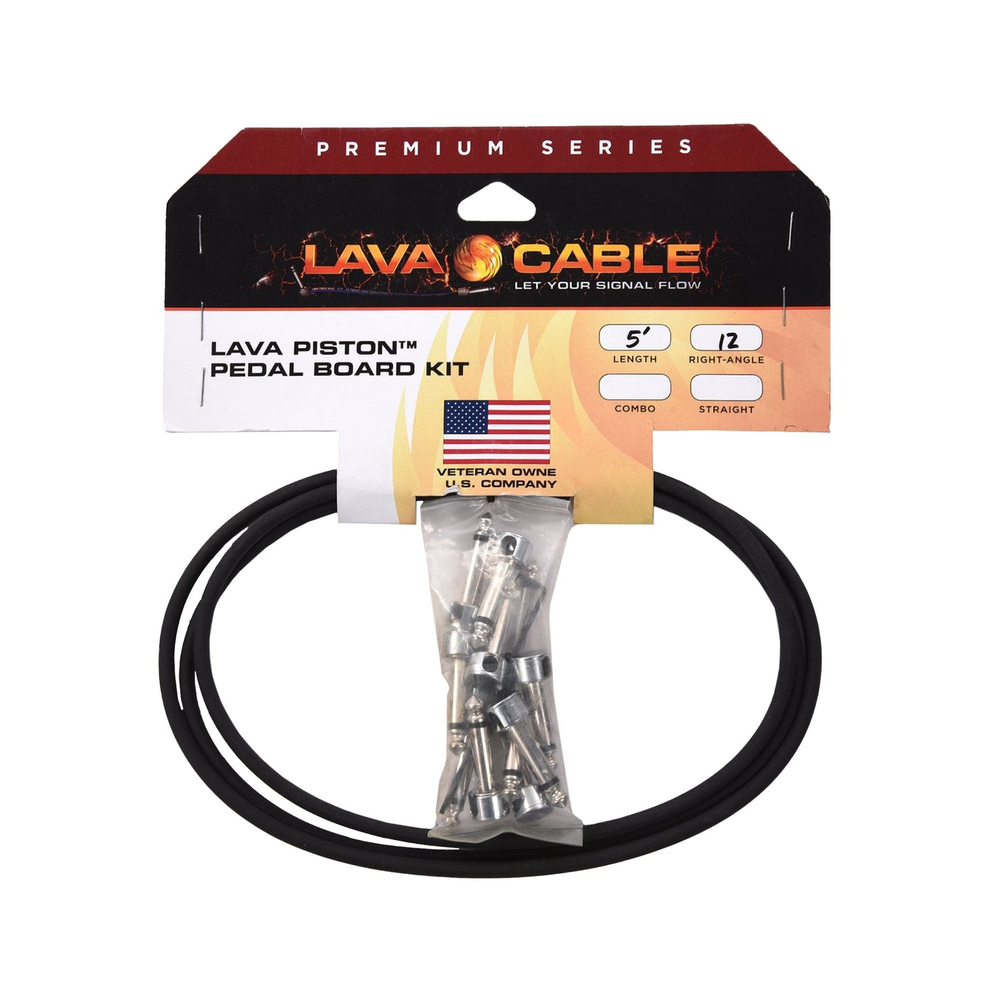 Lava Piston Solder-Free Pedalboard Kit Black w/5' Cable & 12 Angle Plugs Accessories / Cables