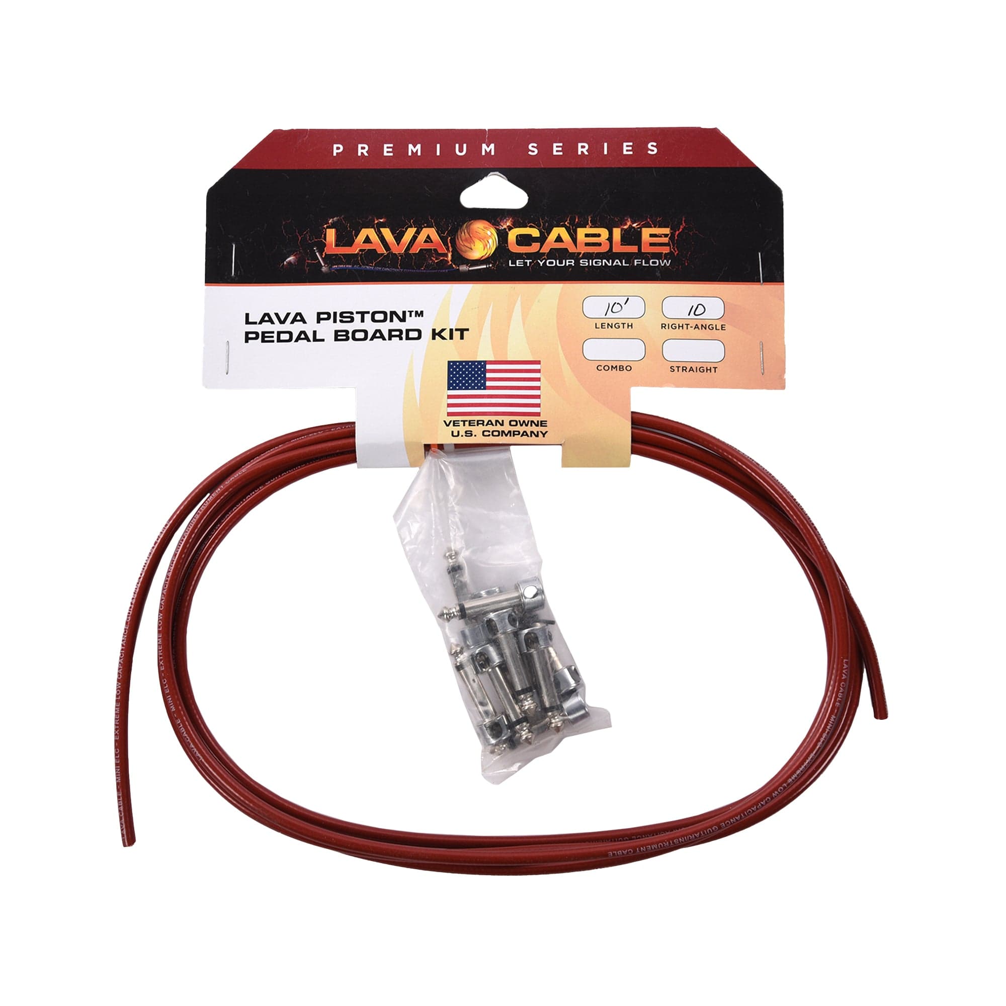 Lava Piston Solder-Free Pedalboard Kit Red w/10' Cable & 10 Angle Plugs