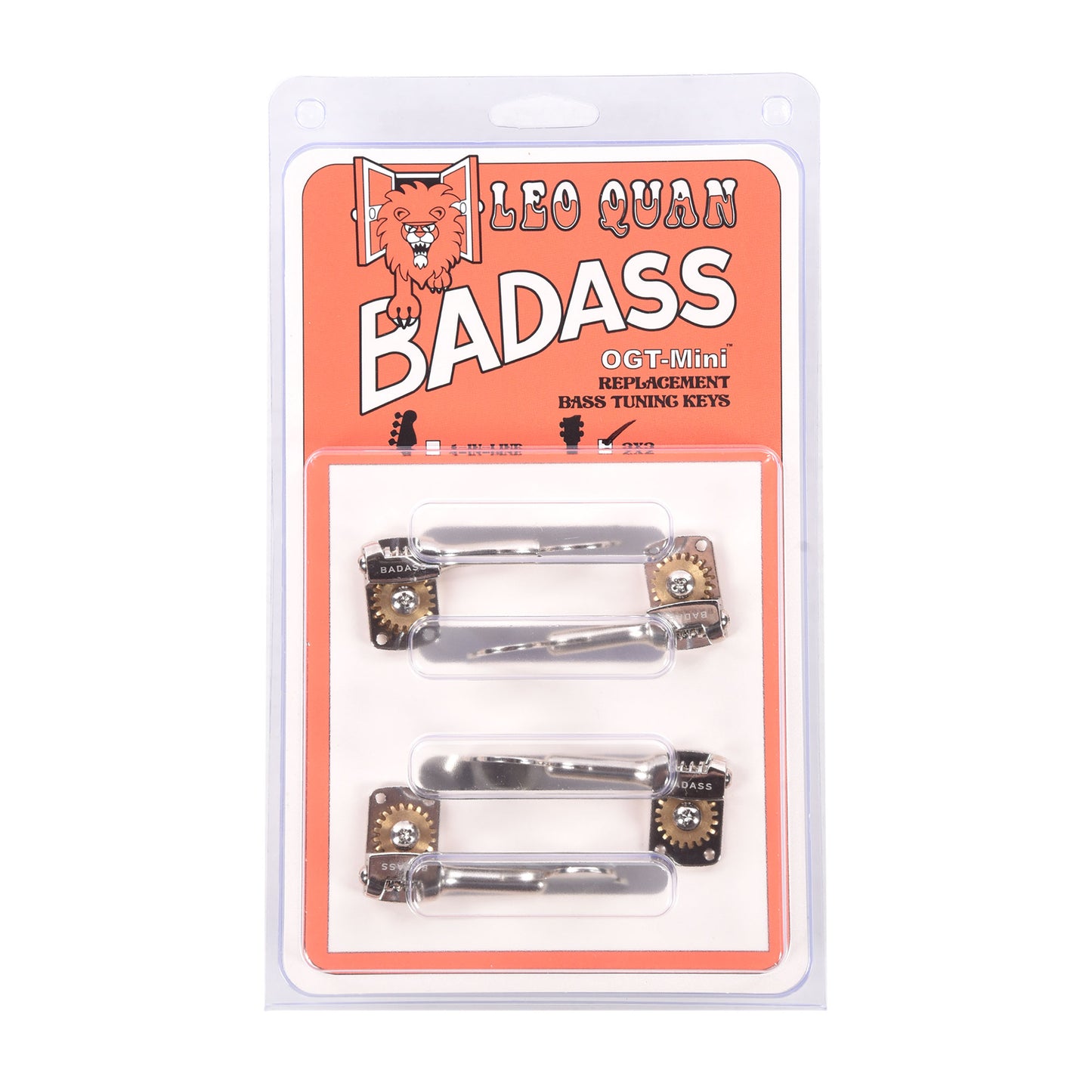 Leon Quan Badass OGT Mini Bass Keys Open Gear Small Post 2x2 Set Nickel Parts / Tuning Heads