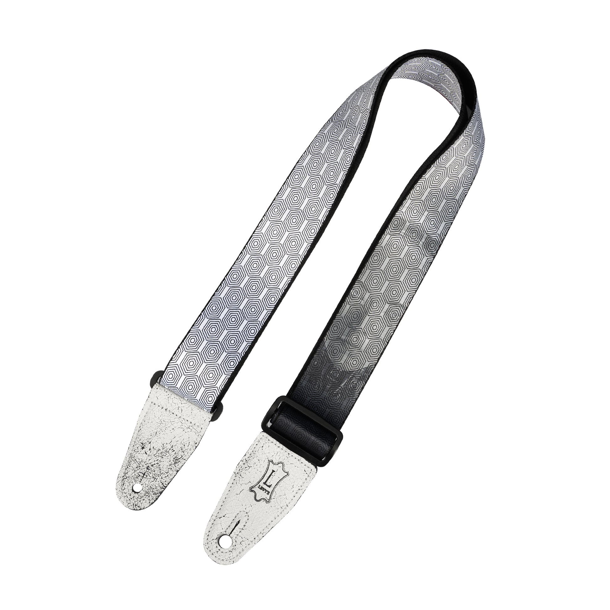 Levy's Optical Illusion Series 2" Black and White Robot Optical Illusion Print Strap with White Leather Ends Accessories / Straps