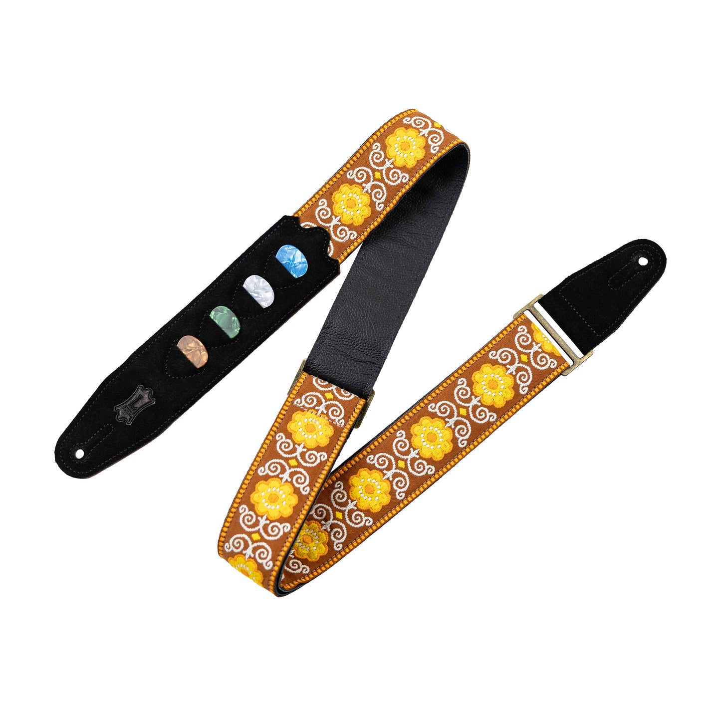 Levy's Original Hootenanny Series 2" '60s Hootenanny Yellow Flower Jacquard Weave Guitar Strap Accessories / Straps