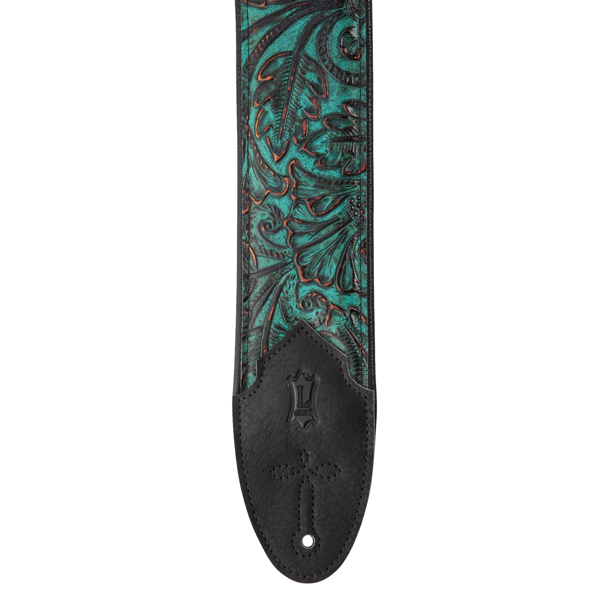Levy's Sundance Series 3" Wide Embossed Leather Guitar Strap Turquoise & Brown Accessories / Straps