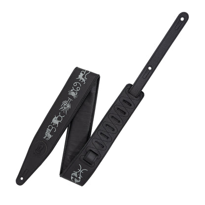Levy's 2.5" Garment Leather Guitar Strap Black w/Embroidered Zodiac Signs Straps