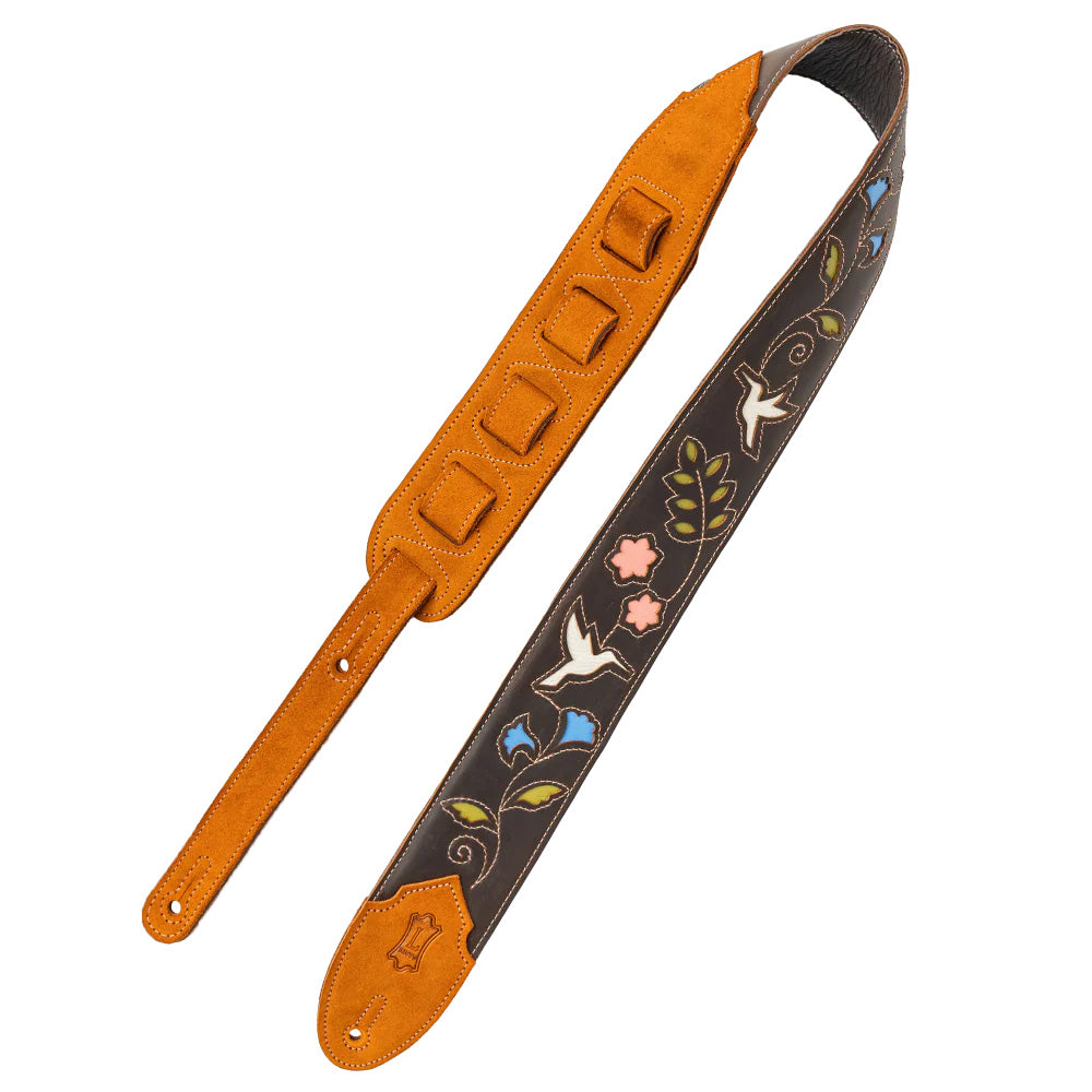 Levy's 2.5" Humming Bird Series Leather Guitar Strap Dark Brown Straps