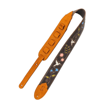 Levy's 2.5" Humming Bird Series Leather Guitar Strap Dark Brown Straps