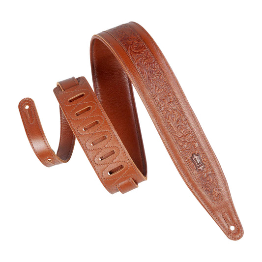 Levy's 2.5" Padded Garment Guitar Strap Tan w/Florentine Top Straps
