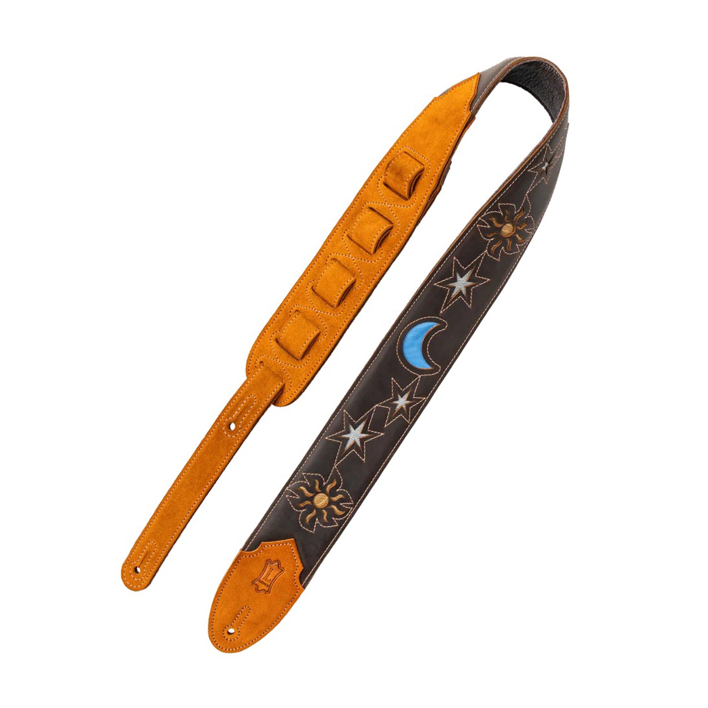 Levy's 2.5" Sun and Moon Series Leather Guitar Strap Dark Brown Straps