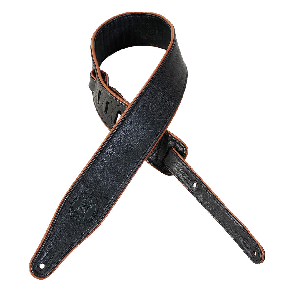 Levy's 2.5" Ultra-Soft Padded Garment Leather Guitar Strap Black Straps