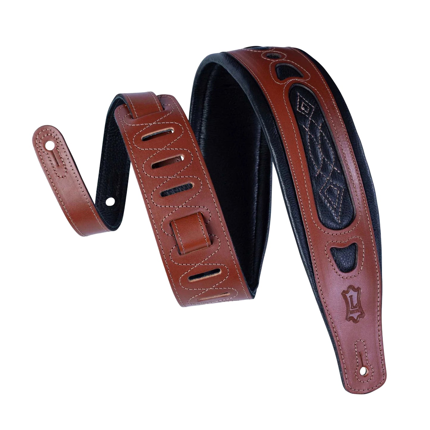 Levy's 3" Veg-Tan Leather Guitar Strap Walnut Straps