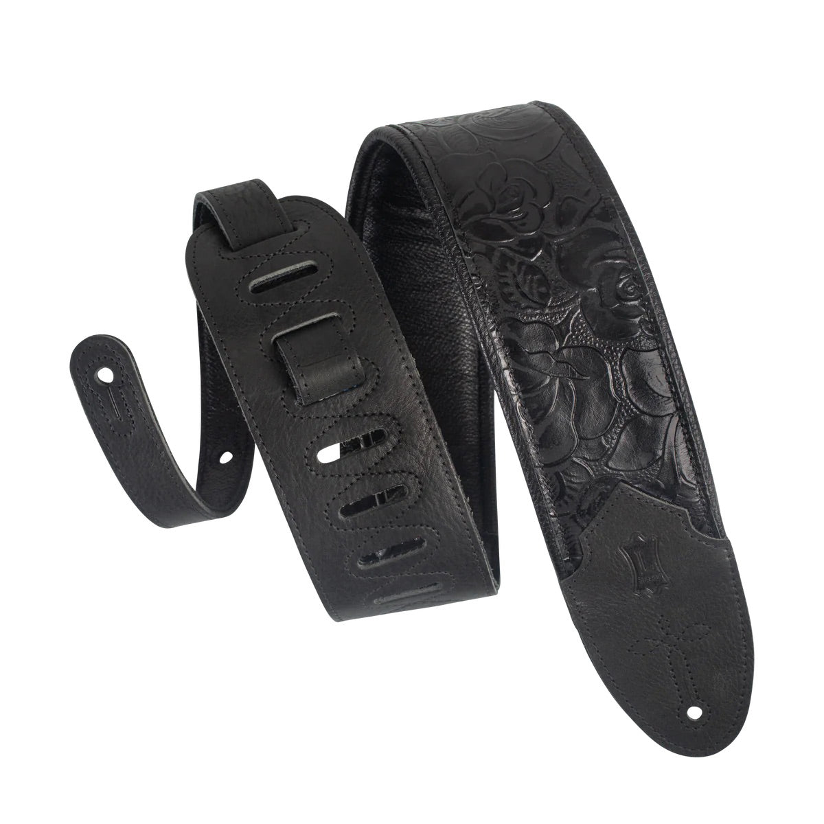 Levy's Sundance Series 3" Wide Embossed Leather Guitar Strap Black Straps