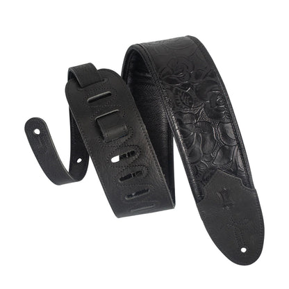 Levy's Sundance Series 3" Wide Embossed Leather Guitar Strap Black Straps