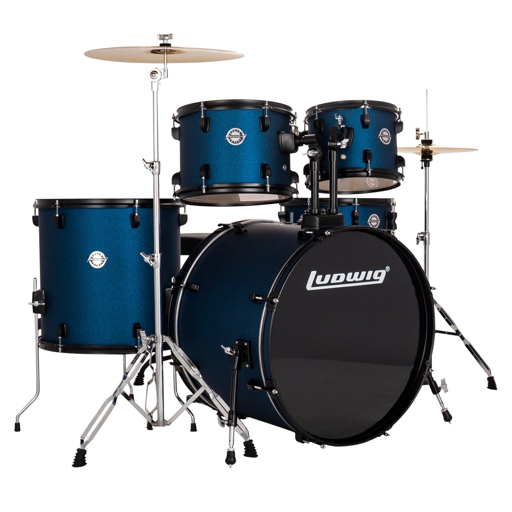 Ludwig Accent Drive 10/12/16/22/6.5x14 5pc. Drum Kit Blue Stardust w/Hardware & Cymbals Drums and Percussion / Acoustic Drums / Full Acoustic Kits
