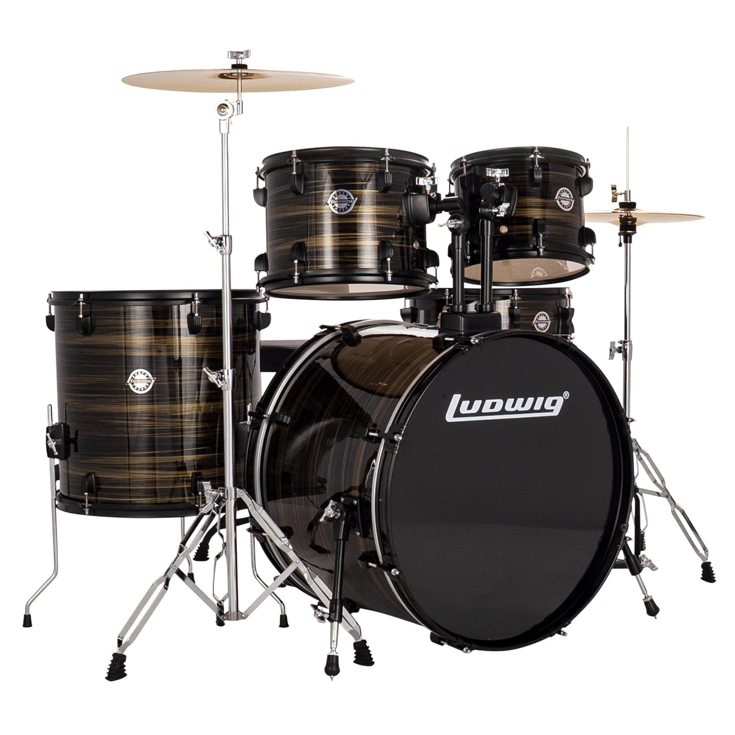 Ludwig Accent Drive 10/12/16/22/6.5x14 5pc. Drum Kit Bronze Swirl w/Hardware & Cymbals Drums and Percussion / Acoustic Drums / Full Acoustic Kits