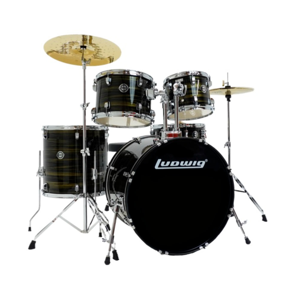 Ludwig Accent Drive 10/12/16/22/6.5x14 5pc. Drum Kit Bronze Swirl w/Hardware & Cymbals Drums and Percussion / Acoustic Drums / Full Acoustic Kits