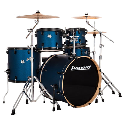 Ludwig Element Evolution 10/12/16/22/5x14 5pc. Drum Kit Blue Stardust w/Hardware & Zildjian I Series Cymbals Drums and Percussion / Acoustic Drums / Full Acoustic Kits