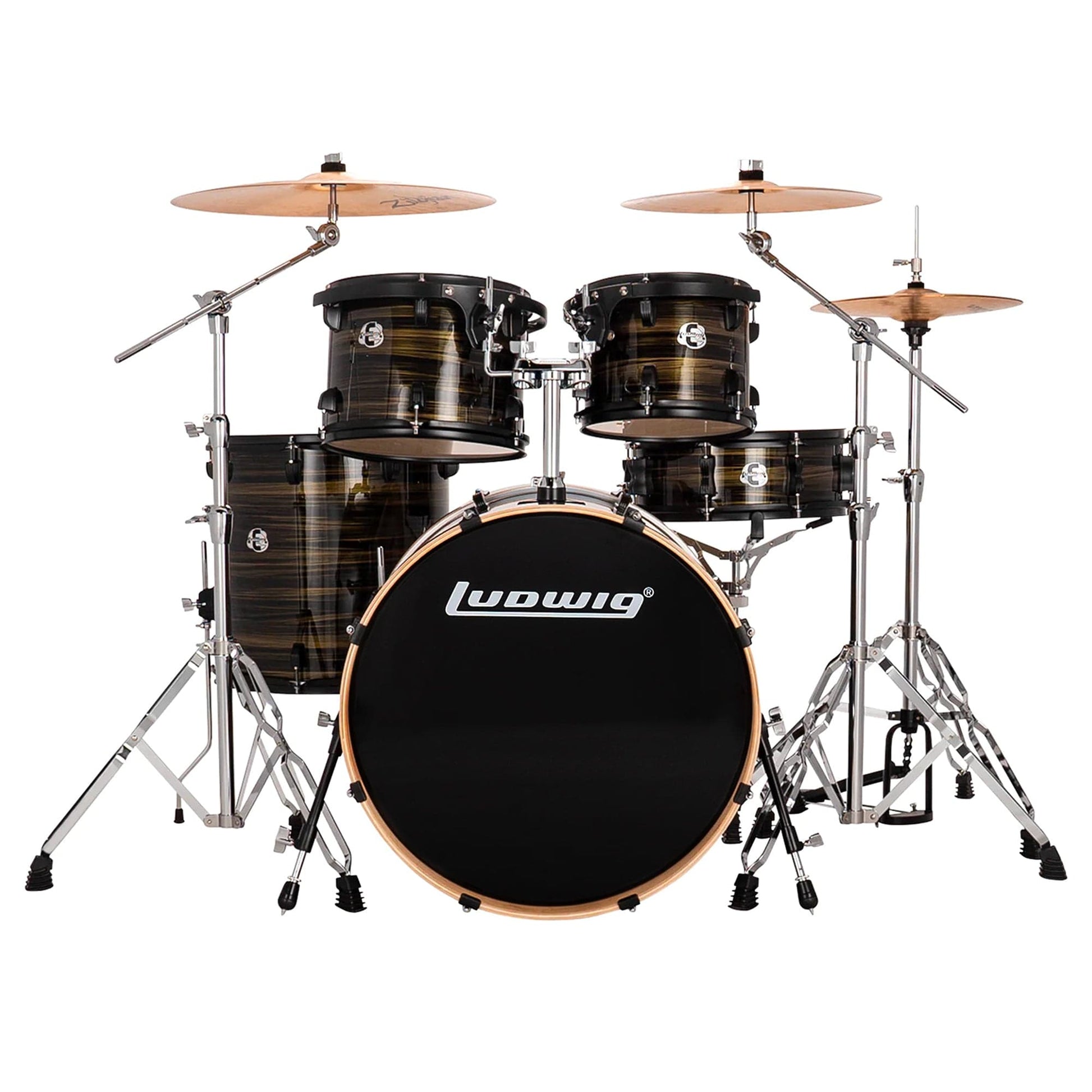 Ludwig Element Evolution 10/12/16/22/5x14 5pc. Drum Kit Bronze Swirl w/Hardware & Zildjian I Series Cymbals Drums and Percussion / Acoustic Drums / Full Acoustic Kits