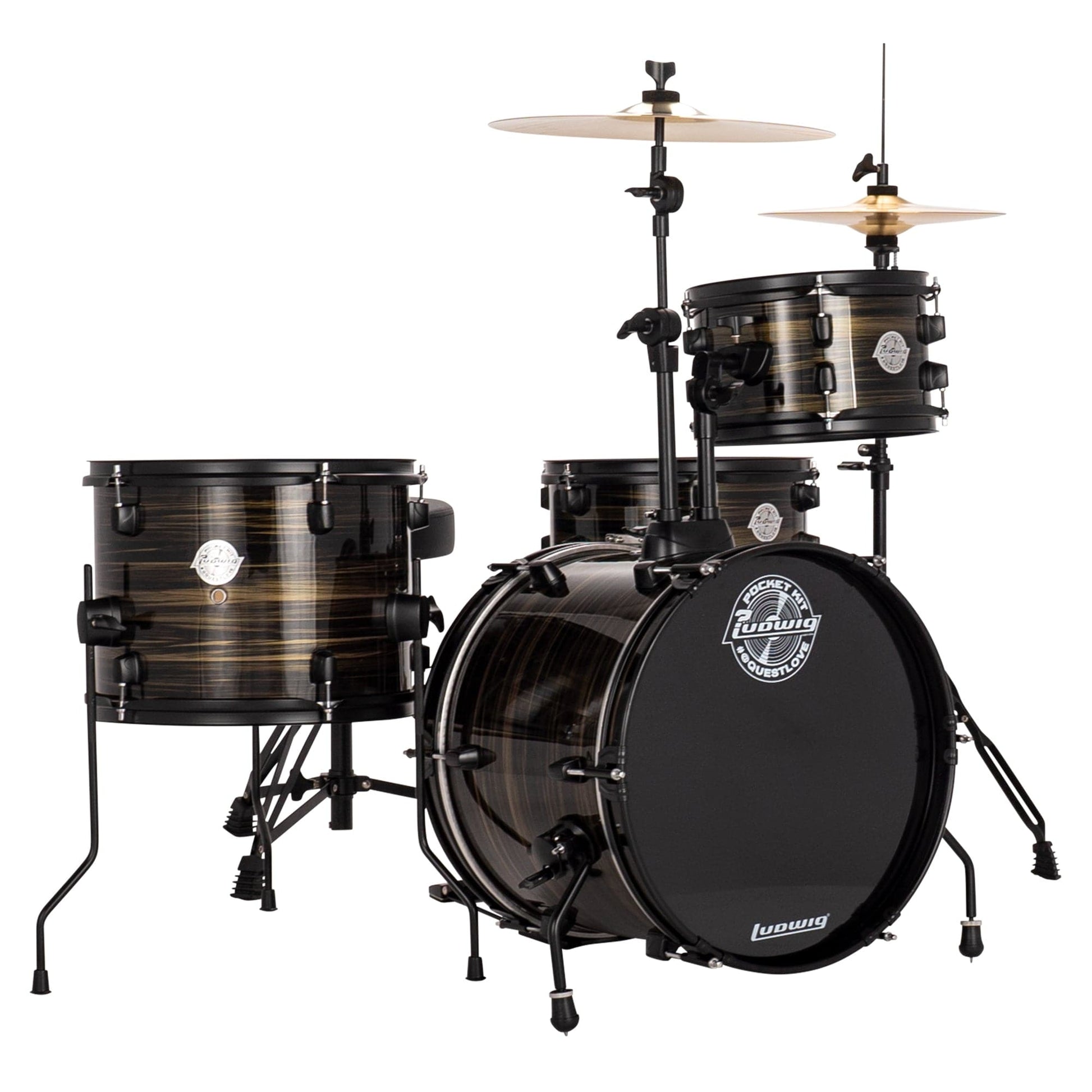 Ludwig Questlove Pocket 10/13/16/5x12 4pc. Drum Kit Bronze Swirl w/Hardware & Cymbals Drums and Percussion / Acoustic Drums / Full Acoustic Kits
