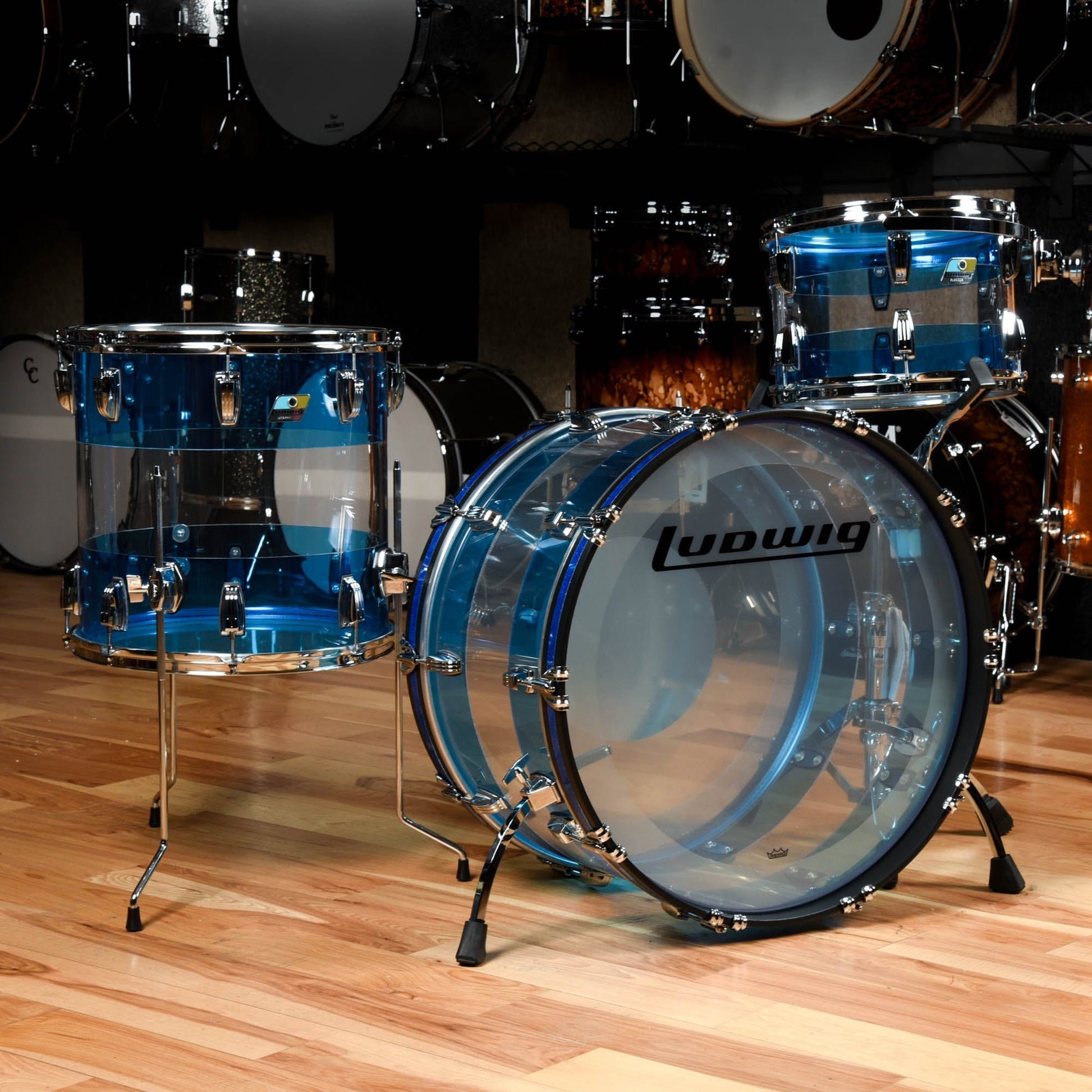 Ludwig Vistalite 13/16/24 3pc. Drum Kit Blue/Clear/Blue Limited Edition Drums and Percussion / Acoustic Drums / Full Acoustic Kits