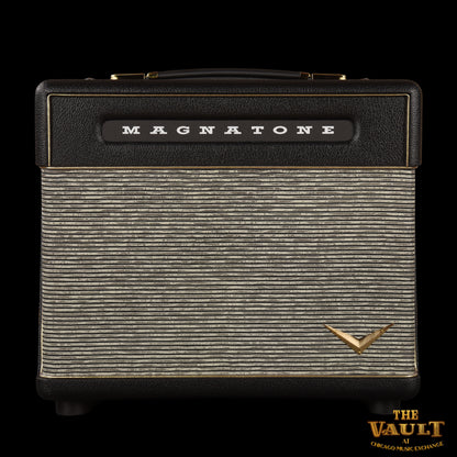 Magnatone BABY M80 12w 1x10" Combo CME Vault Exclusive Black Levant w/ Gold Piping & EC Collins Pinstripe Grill Cloth Amplifiers