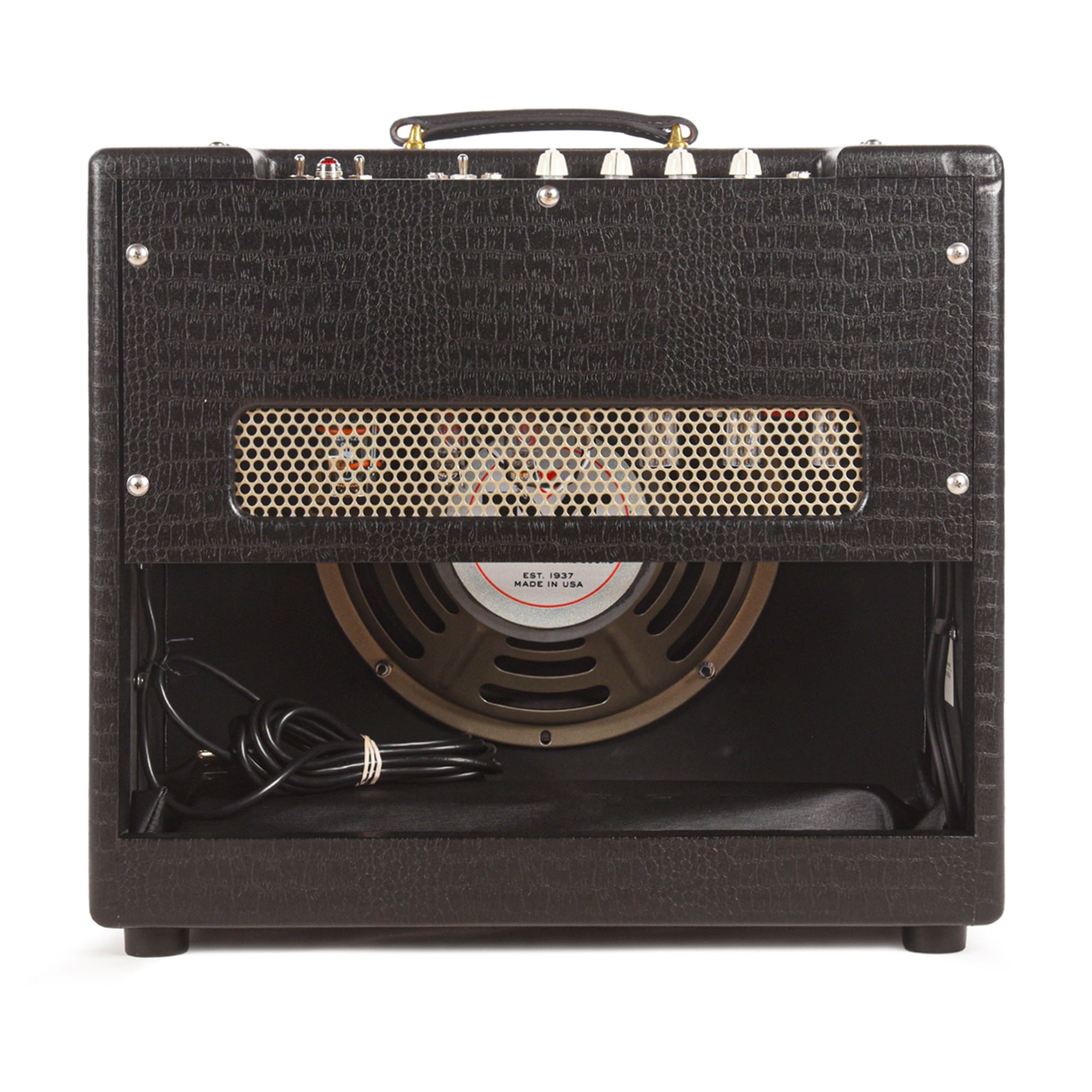 Magnatone Varsity Reverb 15w 1x12 Point to Point Handwired Combo Amp Cathedral Black Amplifiers