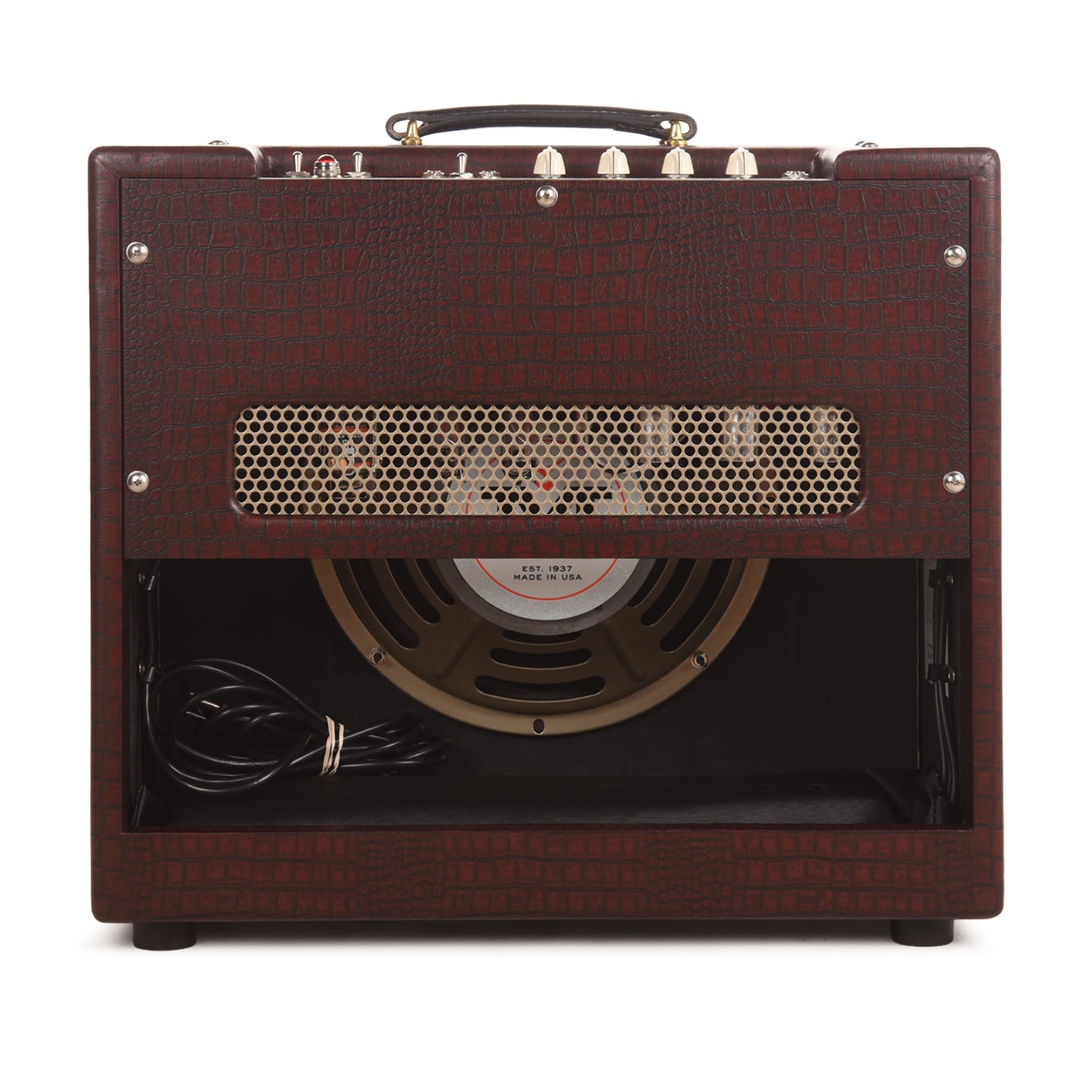 Magnatone Varsity Reverb 15w 1x12 Point to Point Handwired Combo Amp Cathedral Burgundy Amplifiers