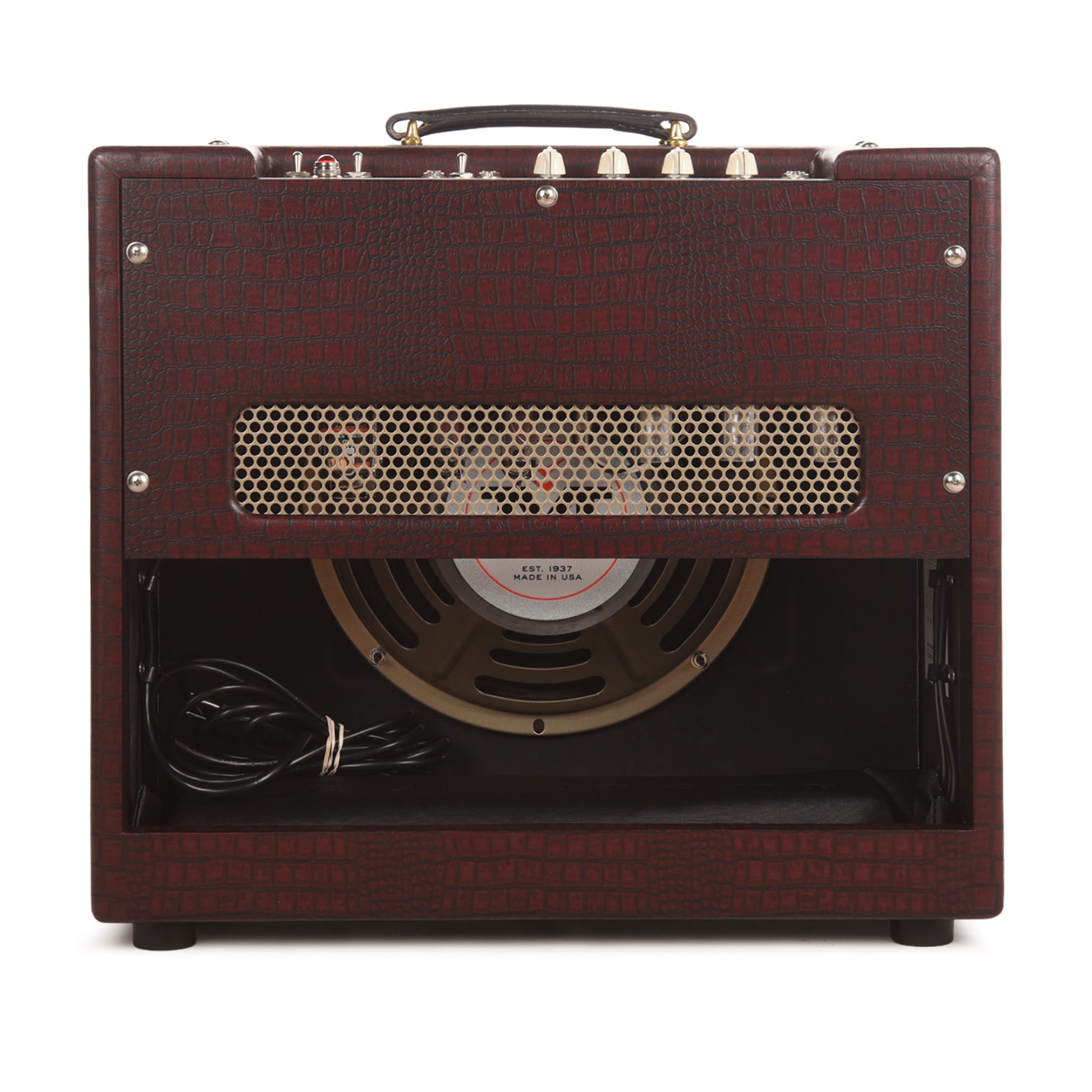Magnatone Varsity Reverb 15w 1x12 Point to Point Handwired Combo Amp Cathedral Burgundy Amplifiers