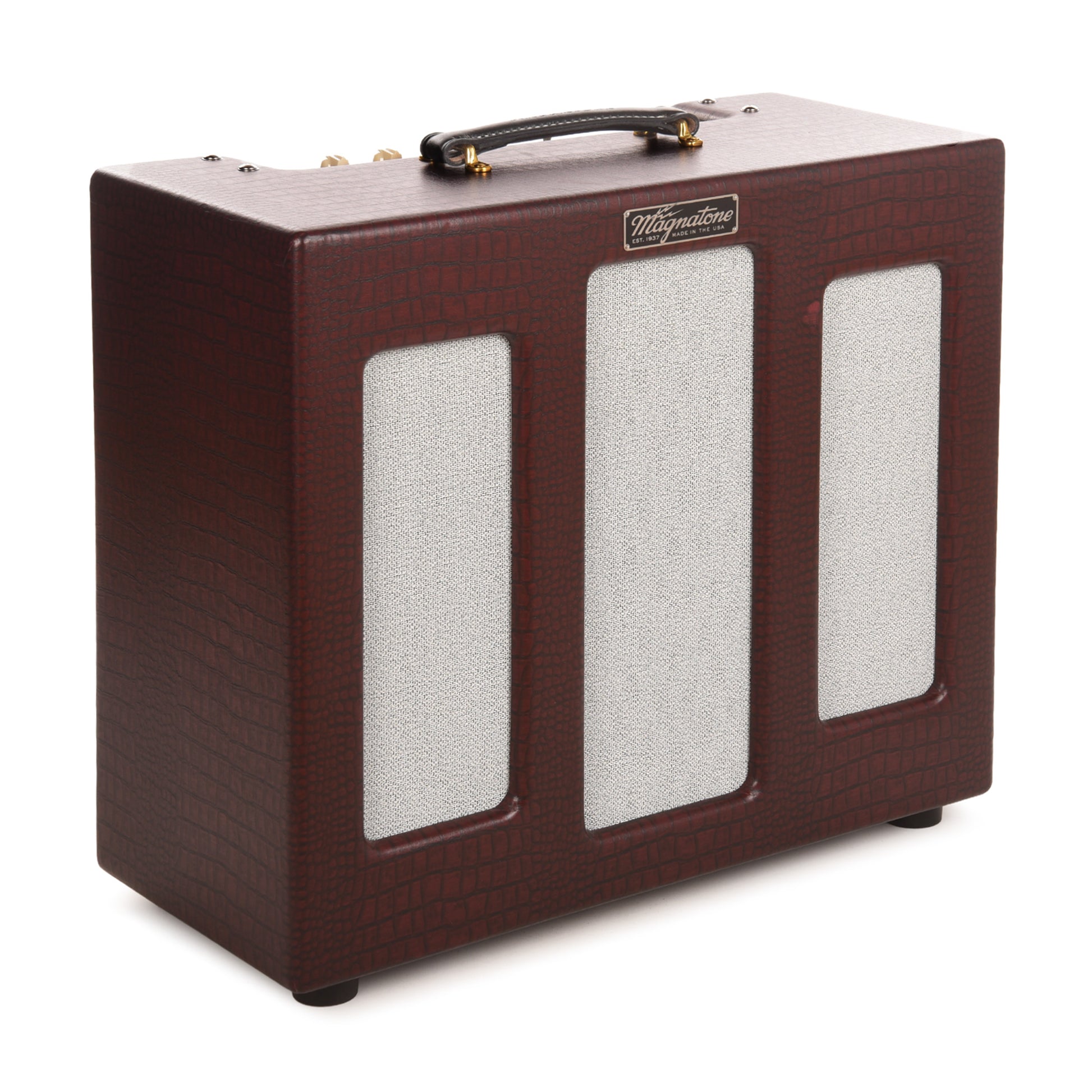 Magnatone Varsity Reverb 15w 1x12 Point to Point Handwired Combo Amp Cathedral Burgundy Amplifiers