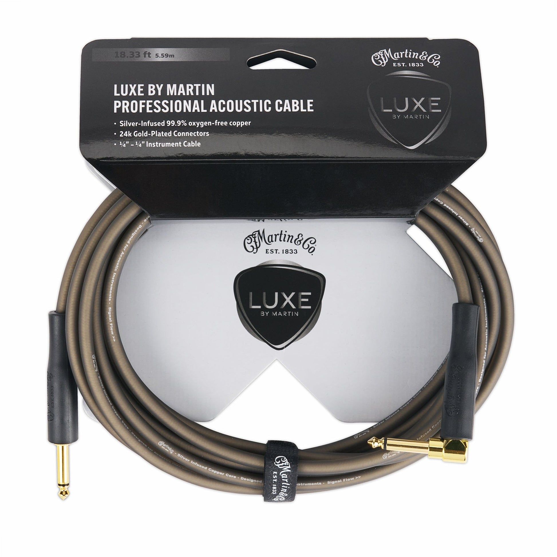 Luxe by Martin 18' Acoustic Guitar Cable Angle/Straight Accessories / Cables