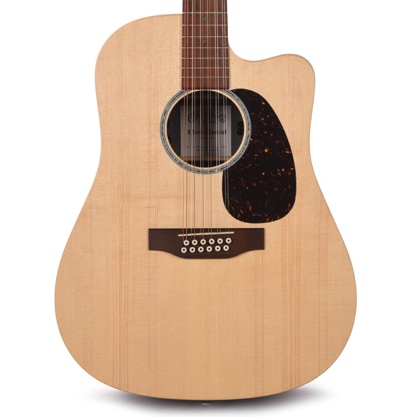 Martin DC-X2E 12-String Spruce/Brazilian Rosewood Pattern HPL Natural Acoustic Guitars / Left-Handed