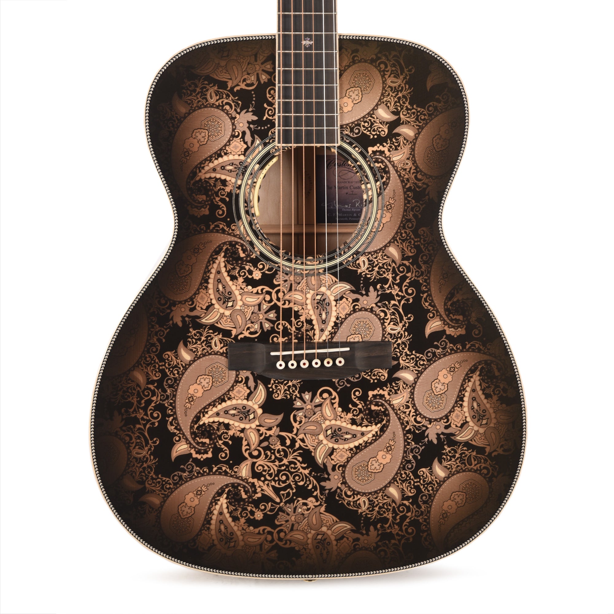 Martin Custom Shop M Paisley Engelmann Spruce/Quilted Maple Ember Burst Acoustic Guitars
