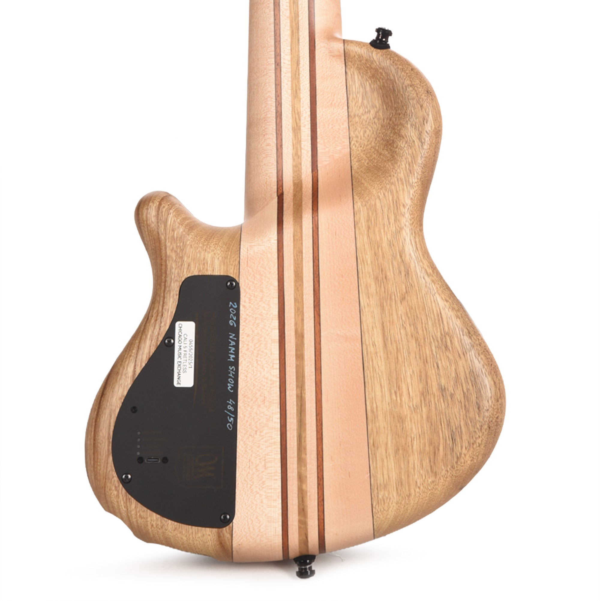 Mayones Cali 5 3A Flame Maple/Black Limba Custom Purple Partial Fretless (Displayed at NAMM 2026) Bass Guitars / 5-String or More