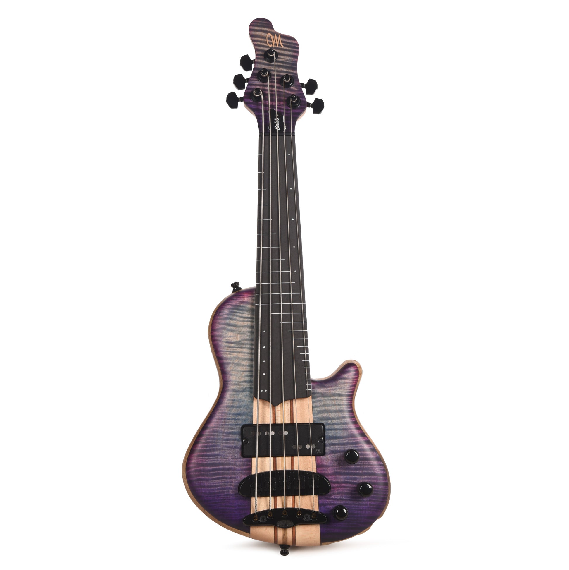 Mayones Cali 5 3A Flame Maple/Black Limba Custom Purple Partial Fretless (Displayed at NAMM 2026) Bass Guitars / 5-String or More