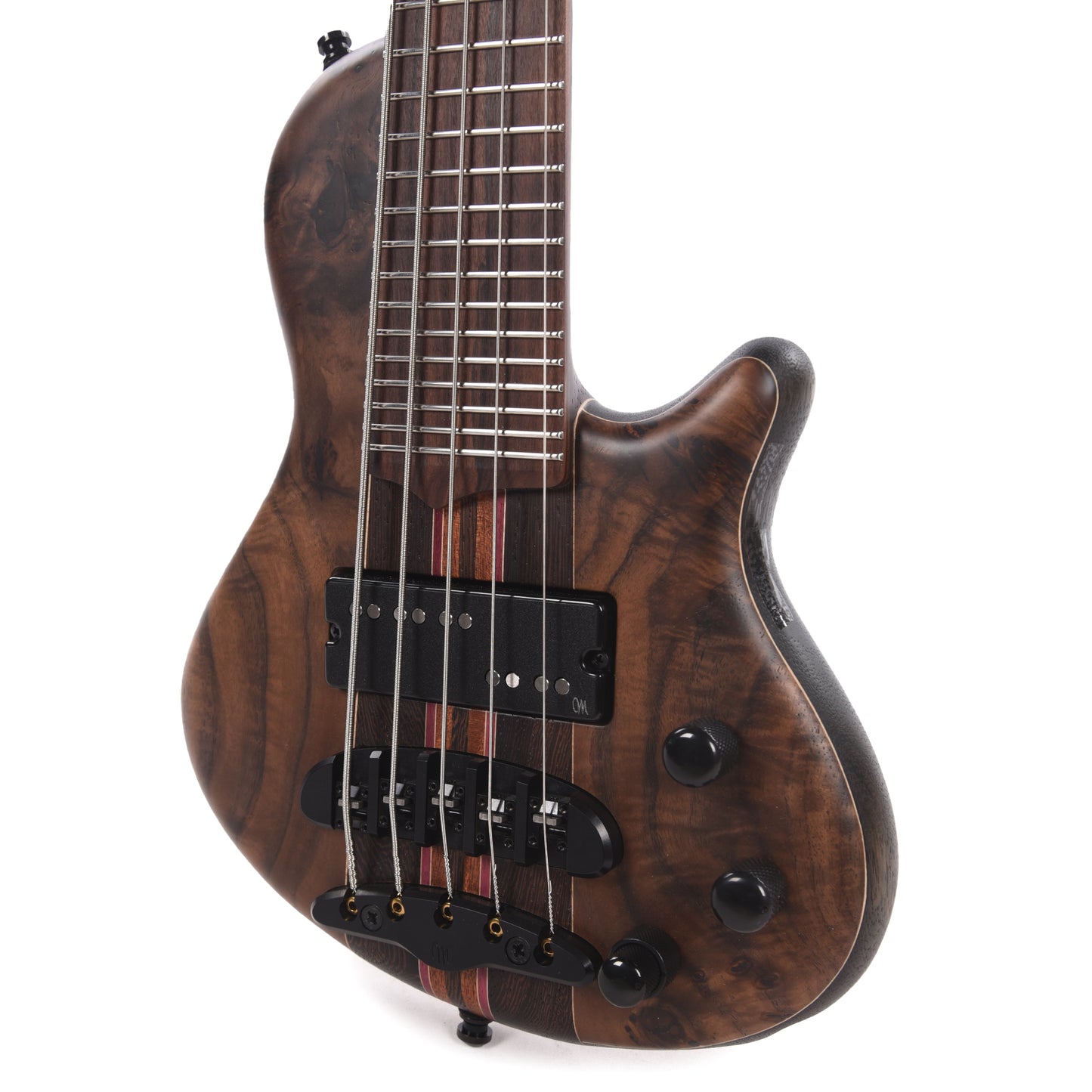 Mayones Cali 5 Bass Walnut Curly Master Grade/Black Limba Natural Bass Guitars / 5-String or More